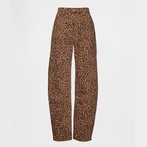 High Rise Barrel Jeans - Color: Leopard Brown